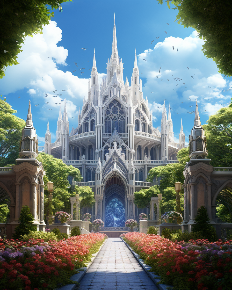 Gaudy Cathedral in Serene Landscape