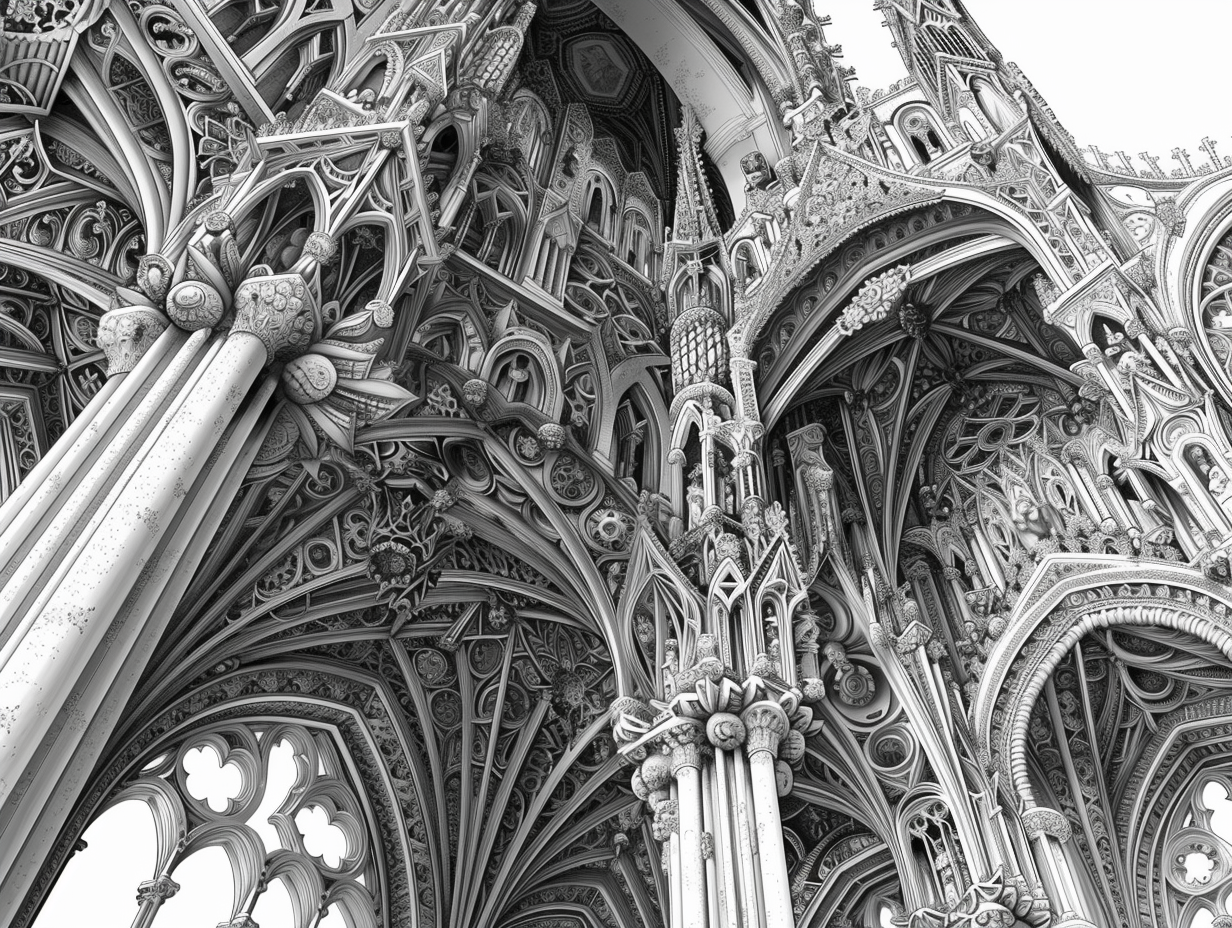 Detailed cathedral illustration design art