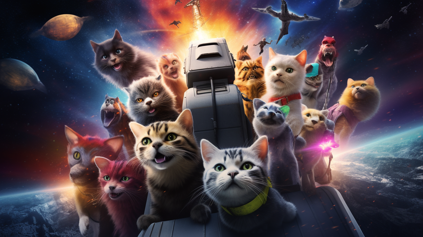 Adorable cats in a spaceship