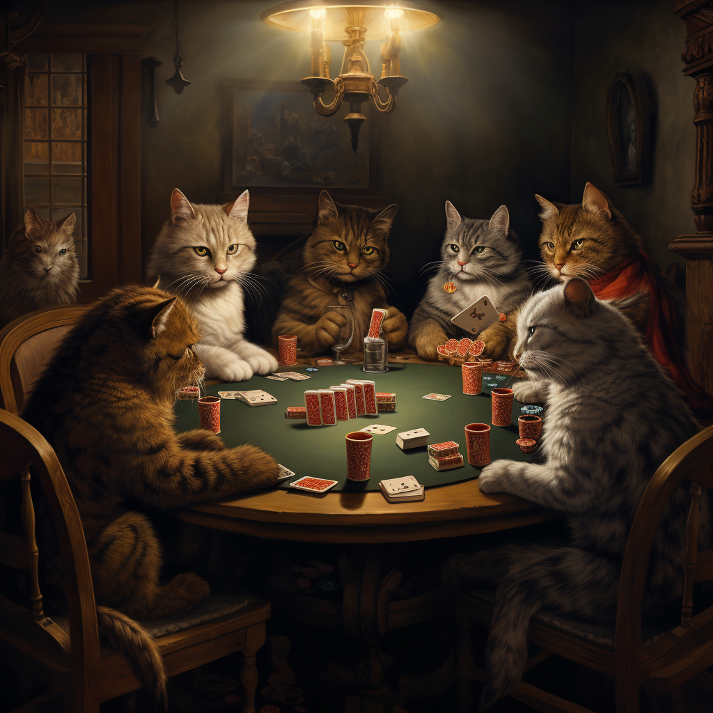 Group of cats playing poker