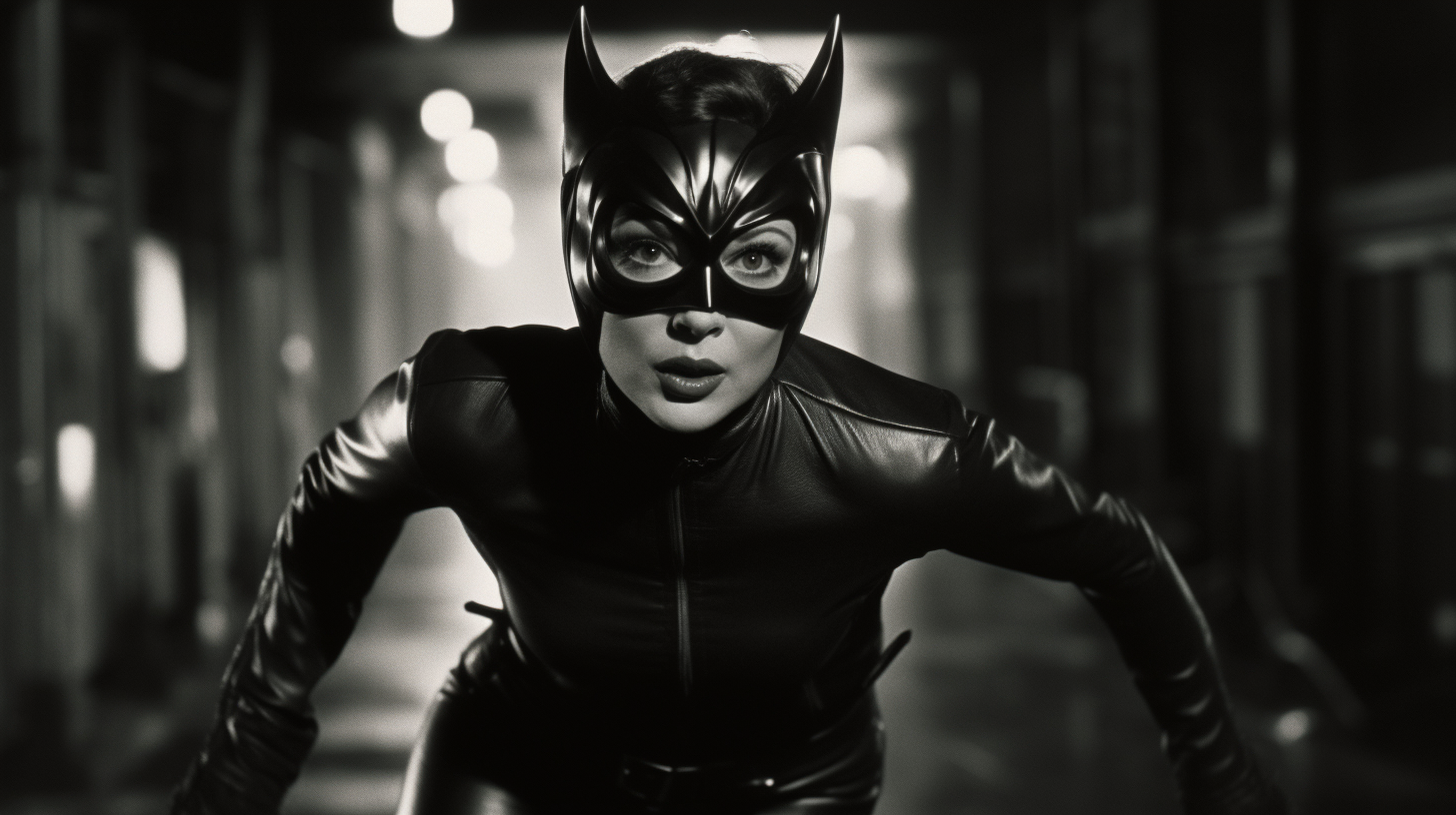 Catwoman running in Gotham City