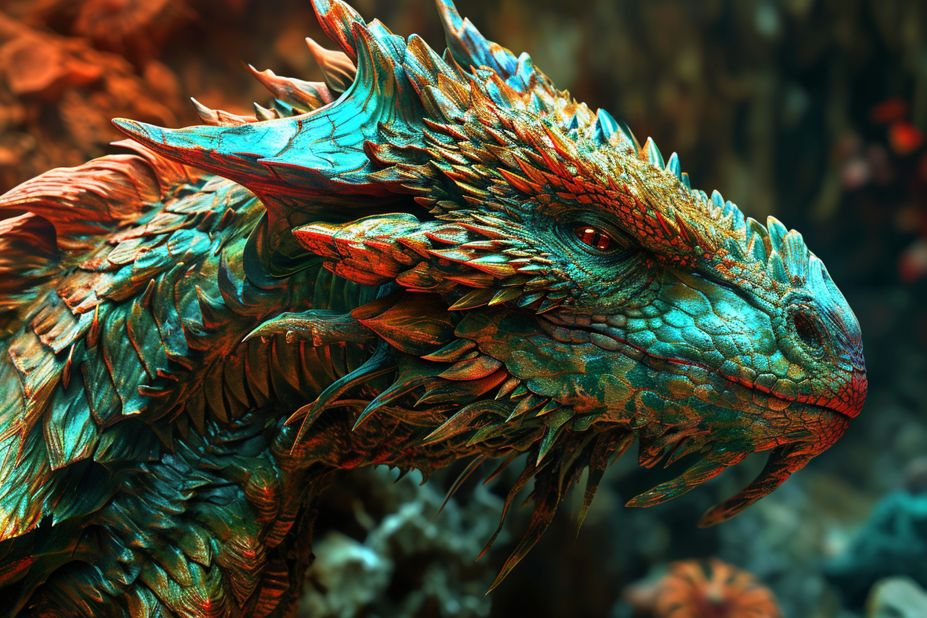 Colorful Caustic Dragon Protecting its Habitat