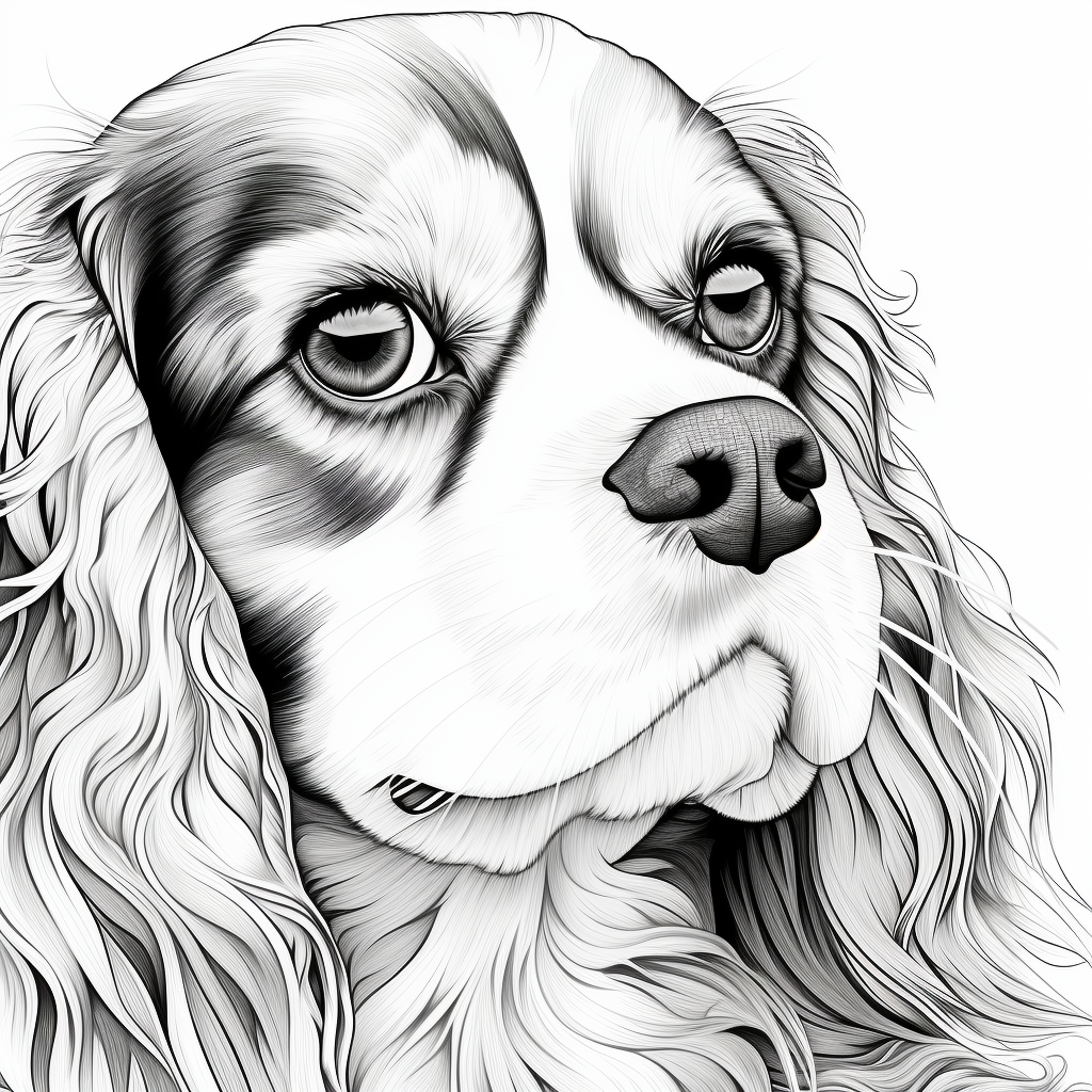 Cartoon Cavalier Spaniel Coloring Page