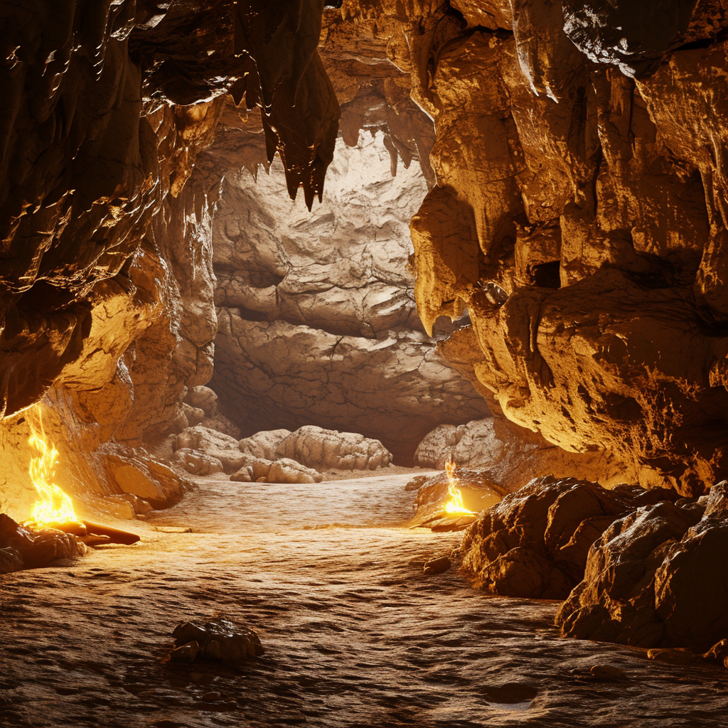 Cave Campfire and Geologic Formations