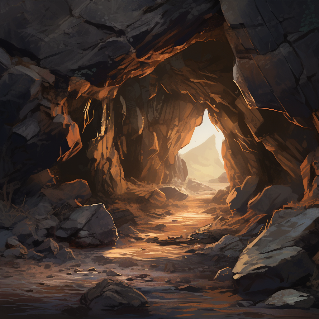 Blocked cave entrance by rocks