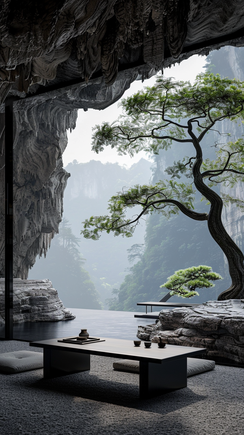 cave home in mountains view