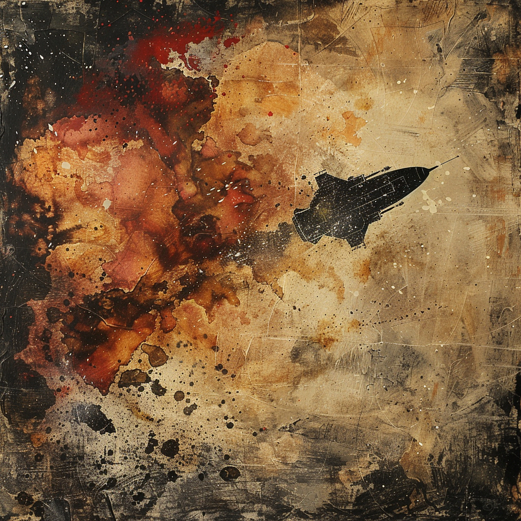 Cave Painting Space Ship Exploding