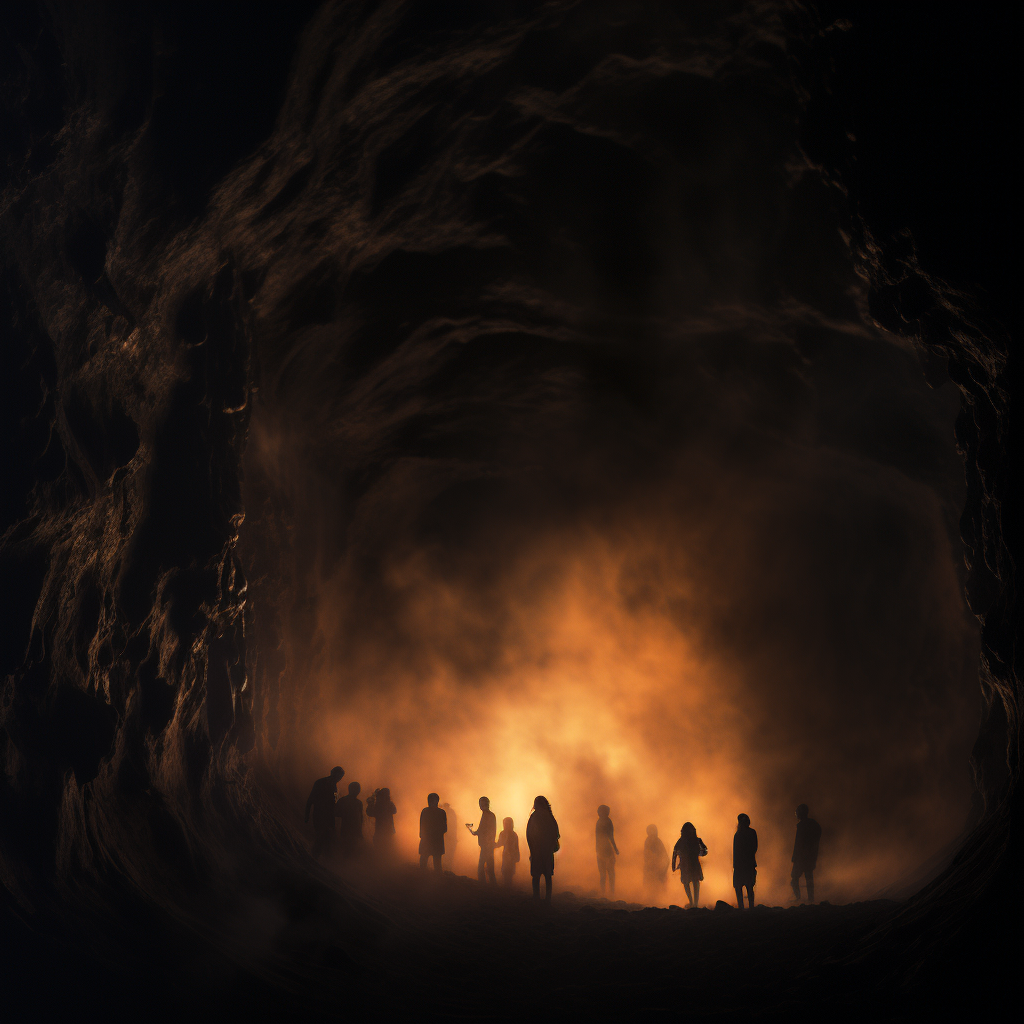 Shadows of people in cave