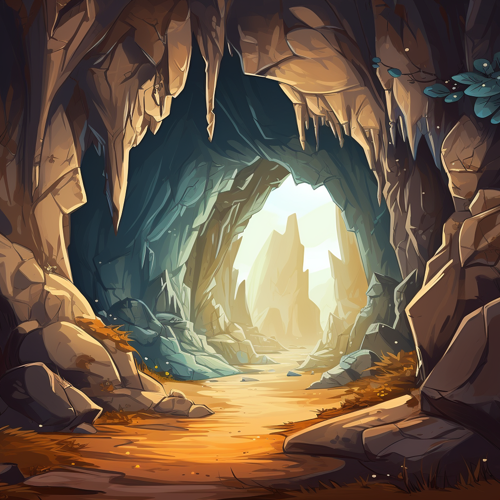 Cartoon cave entrance in rocks