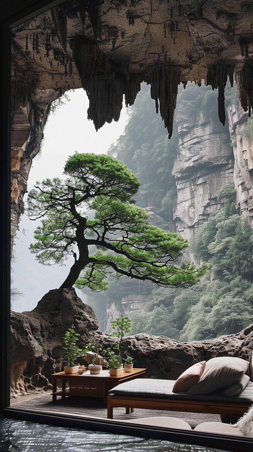 Minimalist Living Room Cave Home View