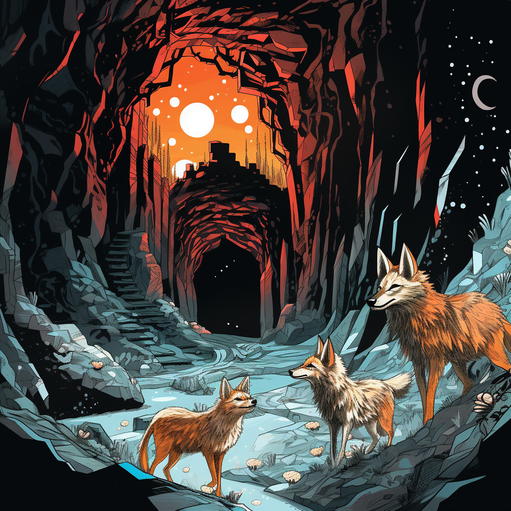 Cave with Sparkling Sequins and Evil Wolves