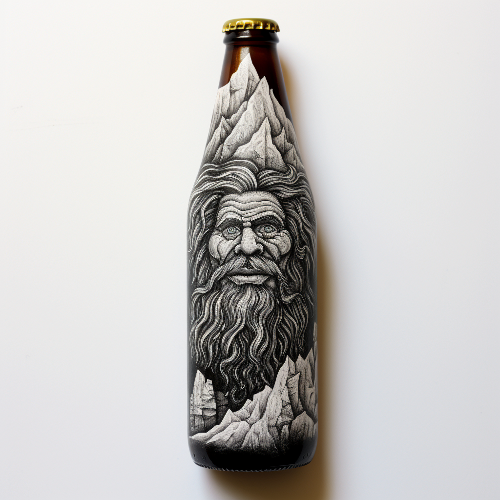 Caveman drawing glass beer bottle