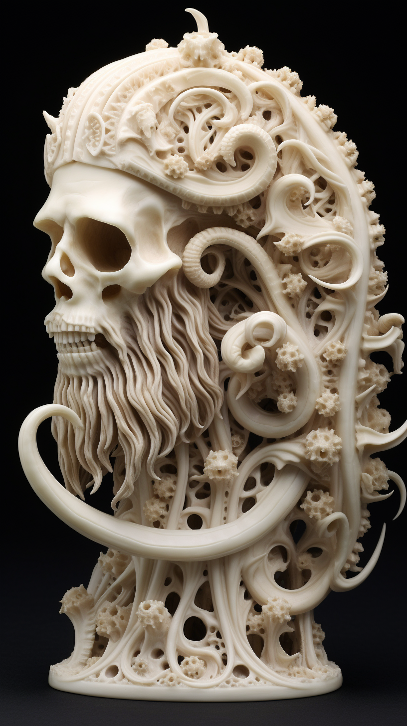 Hyper realistic cavemen ivory sculptures