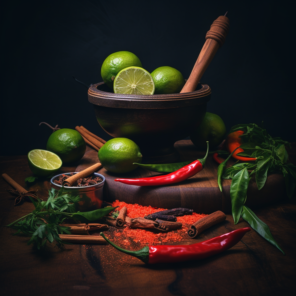 Aesthetic image of cayenne pepper and lime ingredients