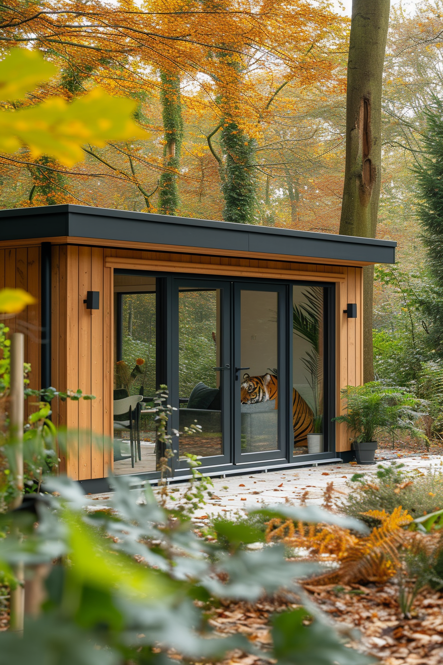 Garden room with bifold doors in forest