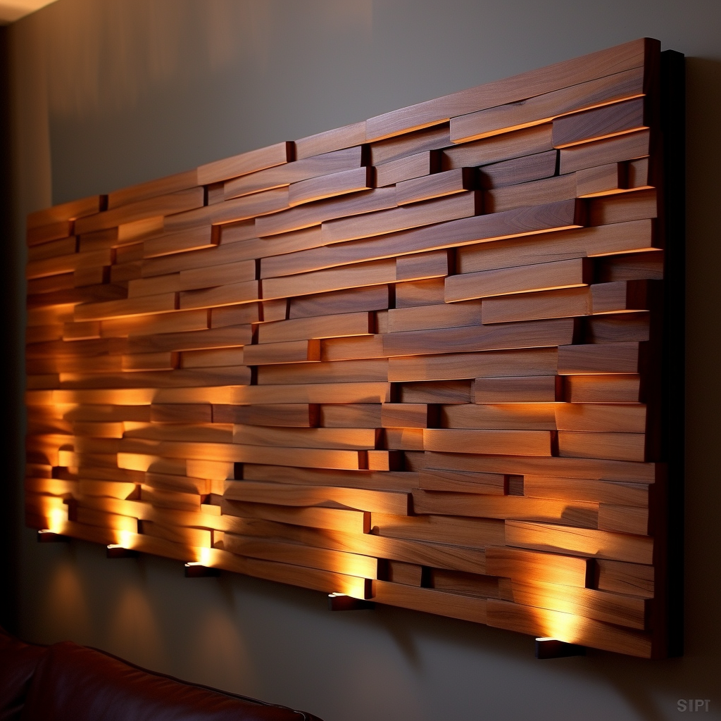 Stunning Cedar Wall Art with LED Lighting