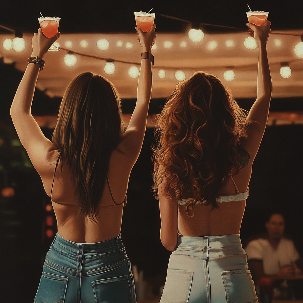 Two women celebrating with margaritas