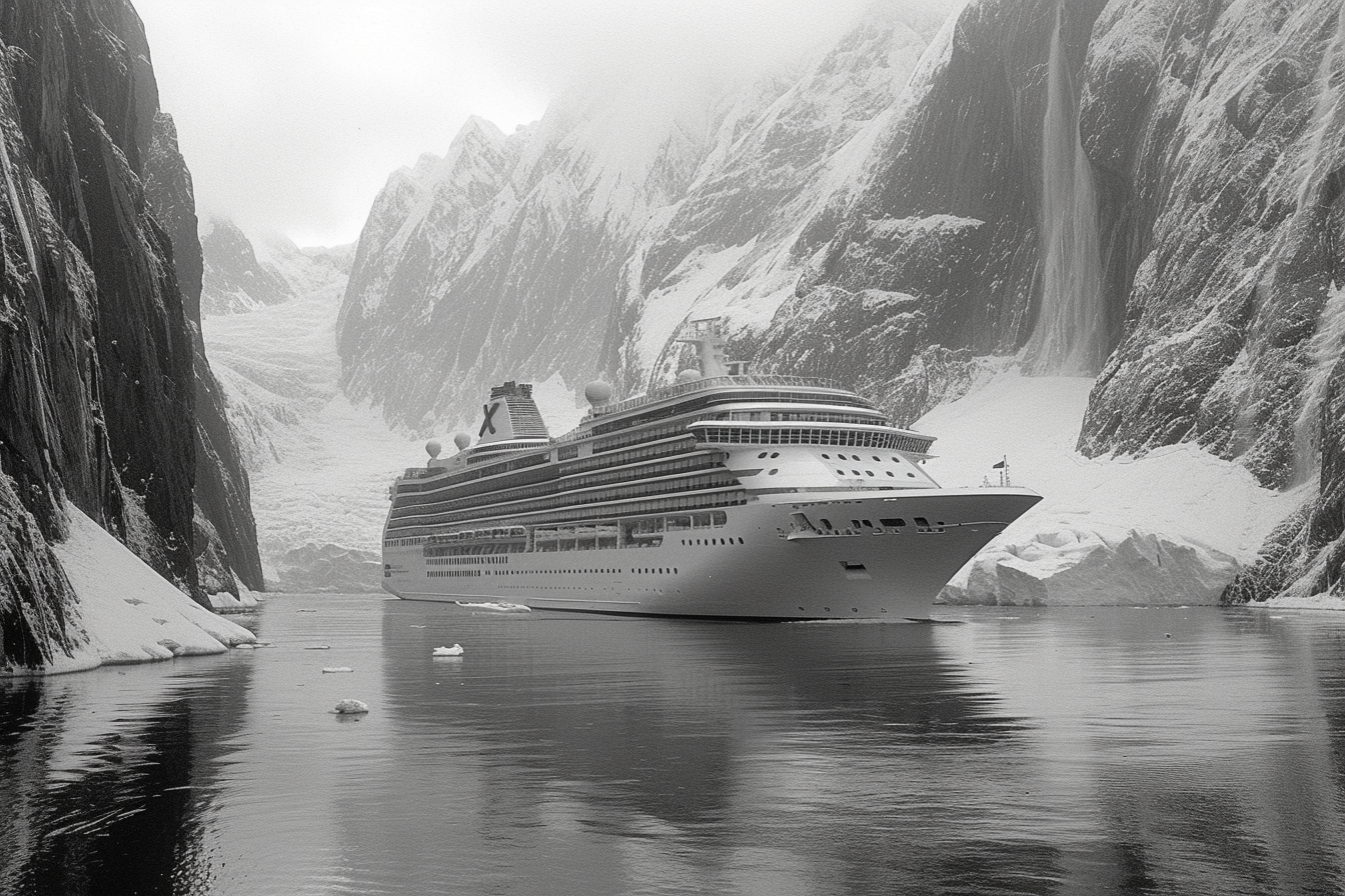 Celebrity cruise ship in Alaskan fjords