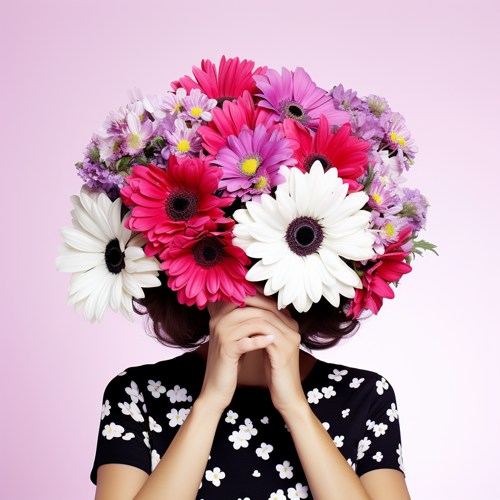 Celebrity with Bouquet of Flowers on Head