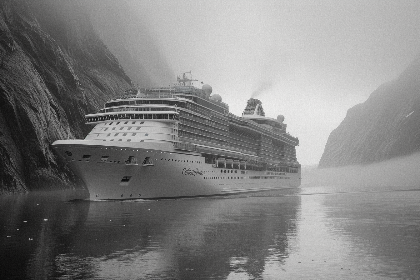 Celebrity cruise ship in Alaska with glaciers