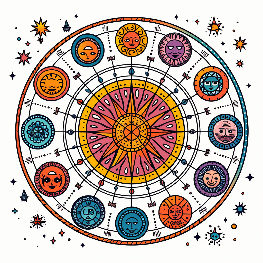 Celestial astrological clipart on white background