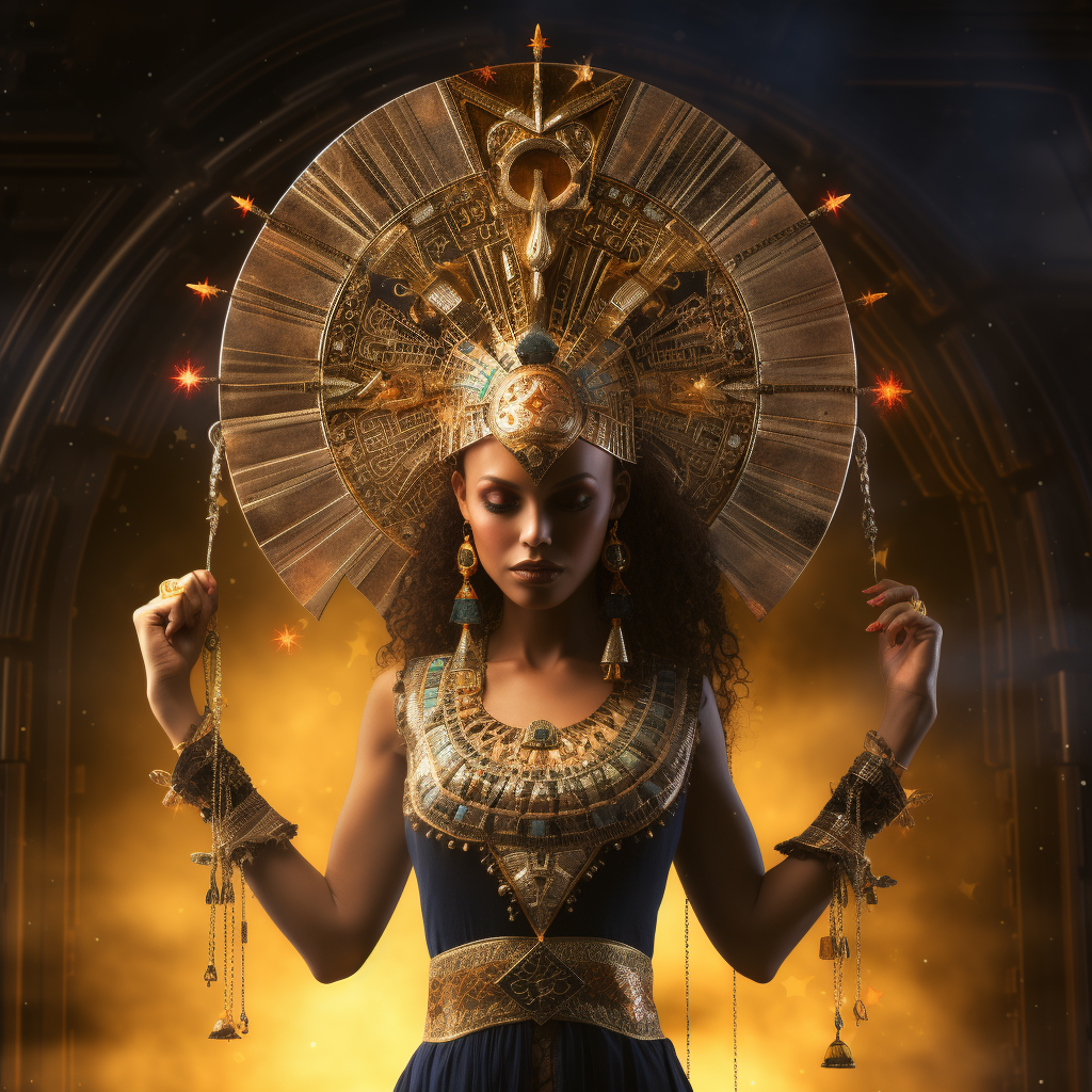 Beautiful Egyptian Goddess in Cosmic Energy