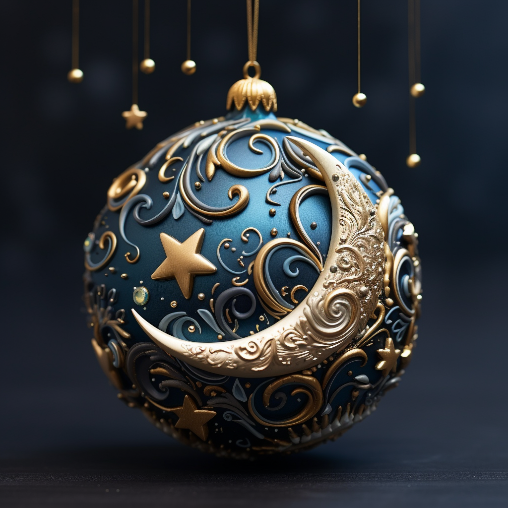 Night sky ornament with moon and stars