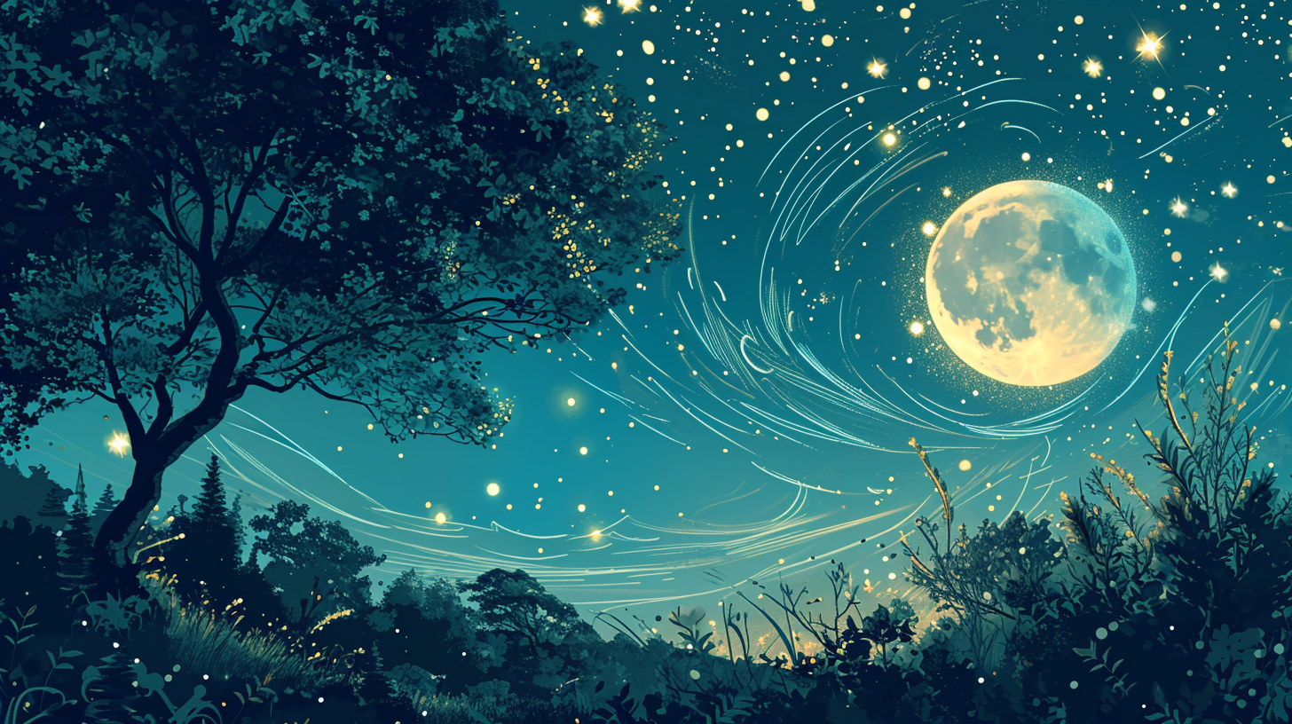 Enchanting celestial moon and stars