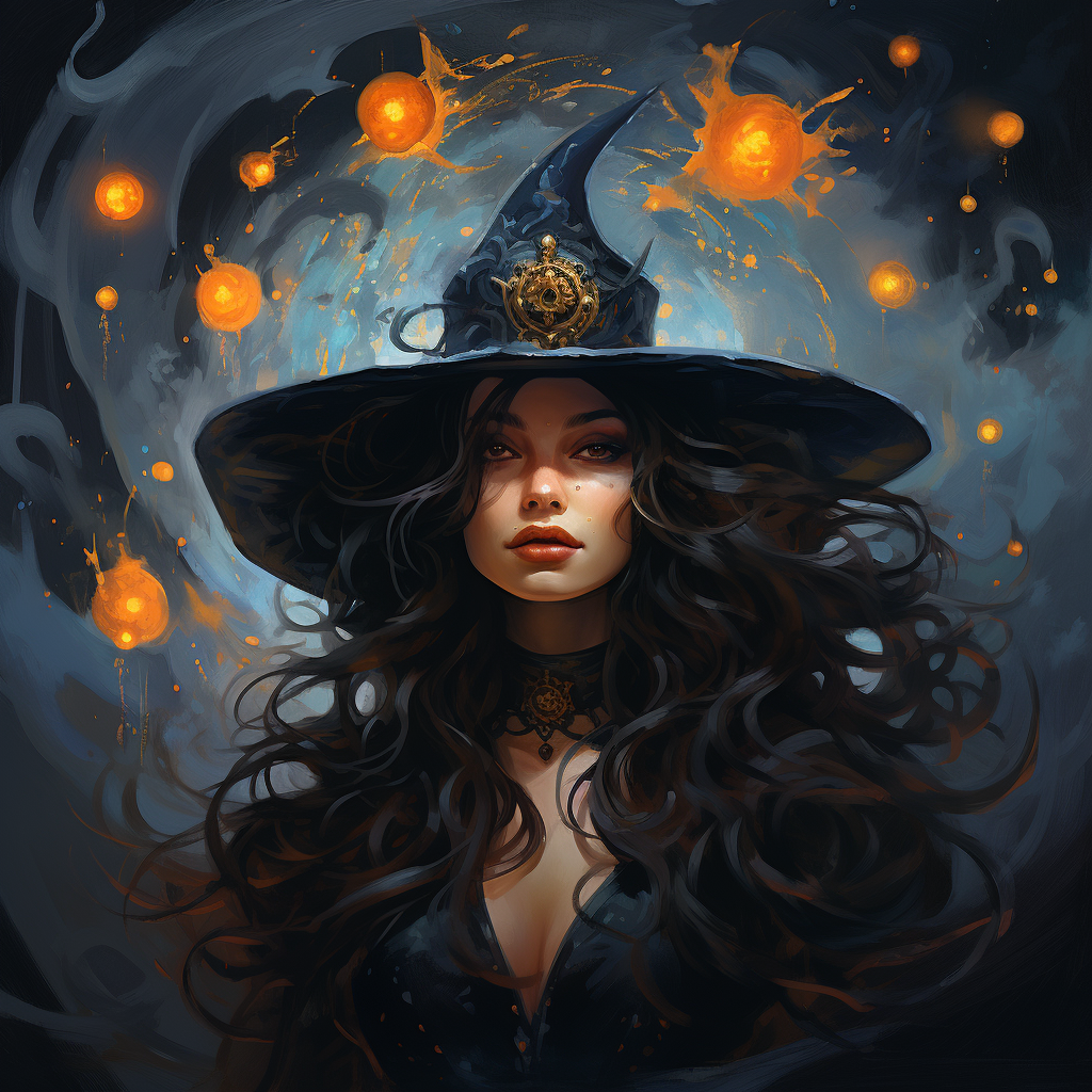 Enchanting celestial witch casting a spell