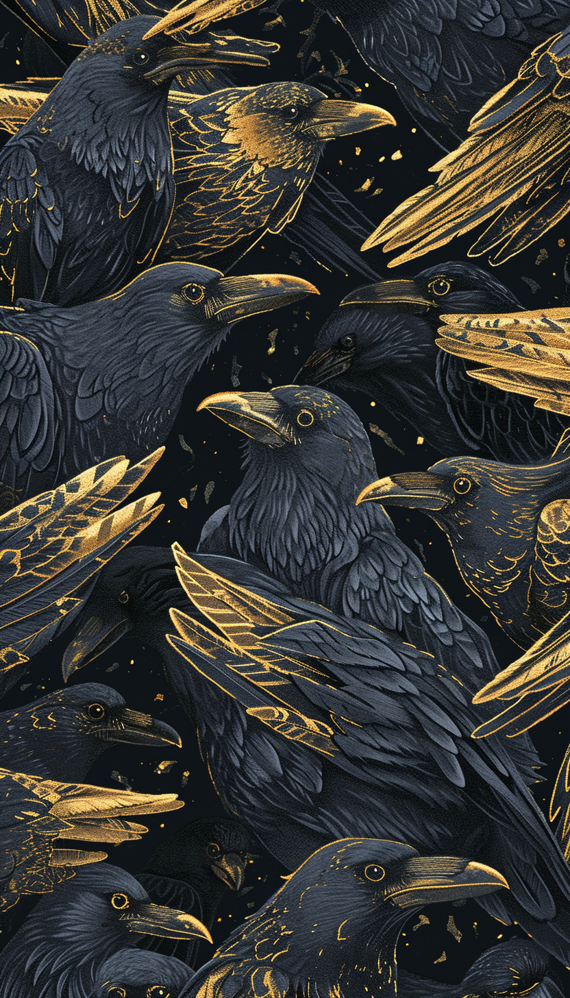 Cosmic Ravens Embroidered Pattern