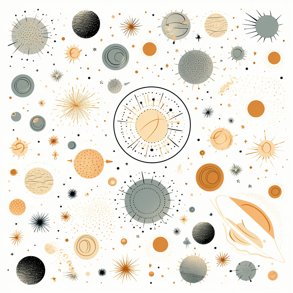 Celestial Doodle Clipart on White Background