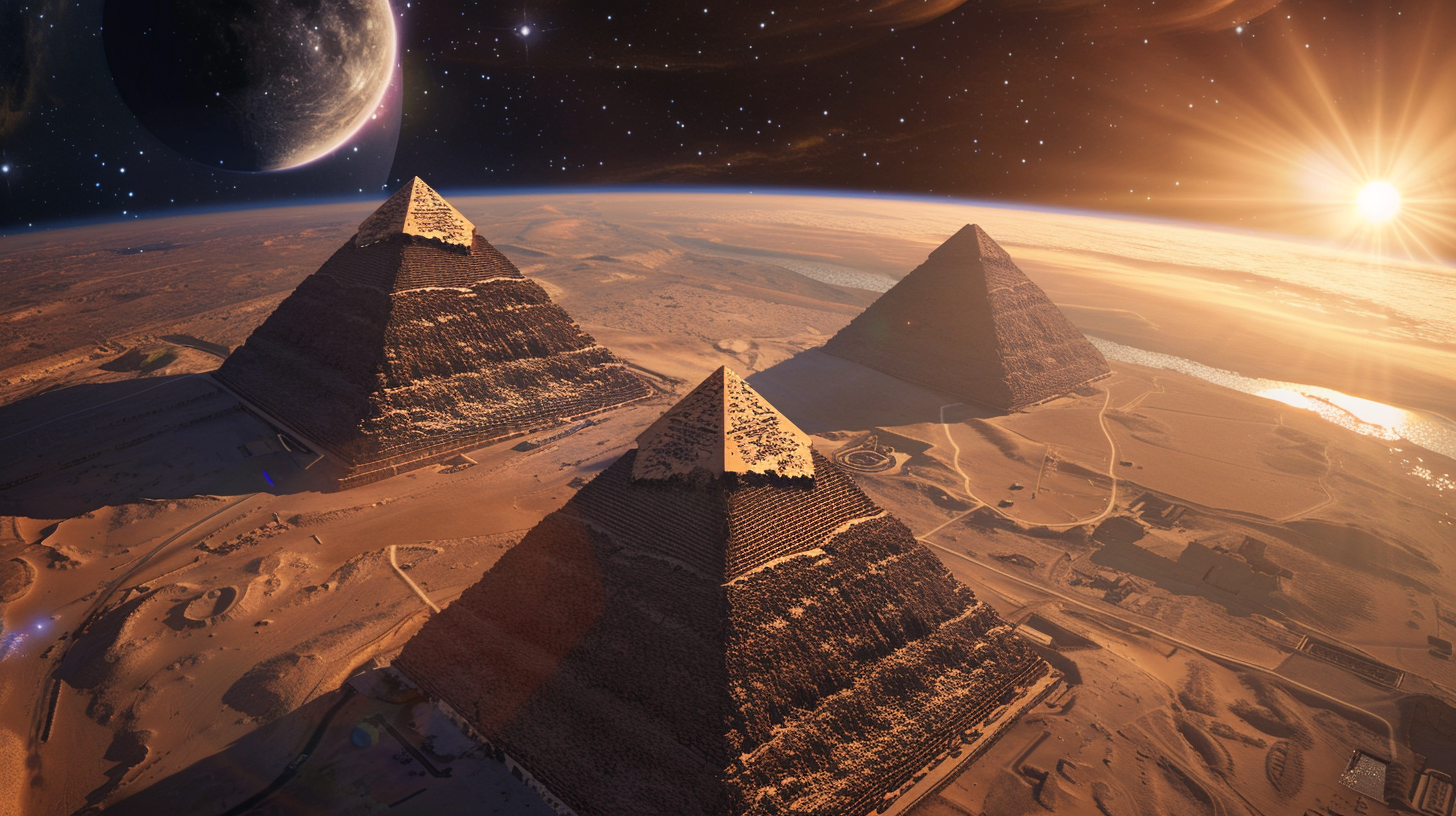 Great Pyramids of Giza space view