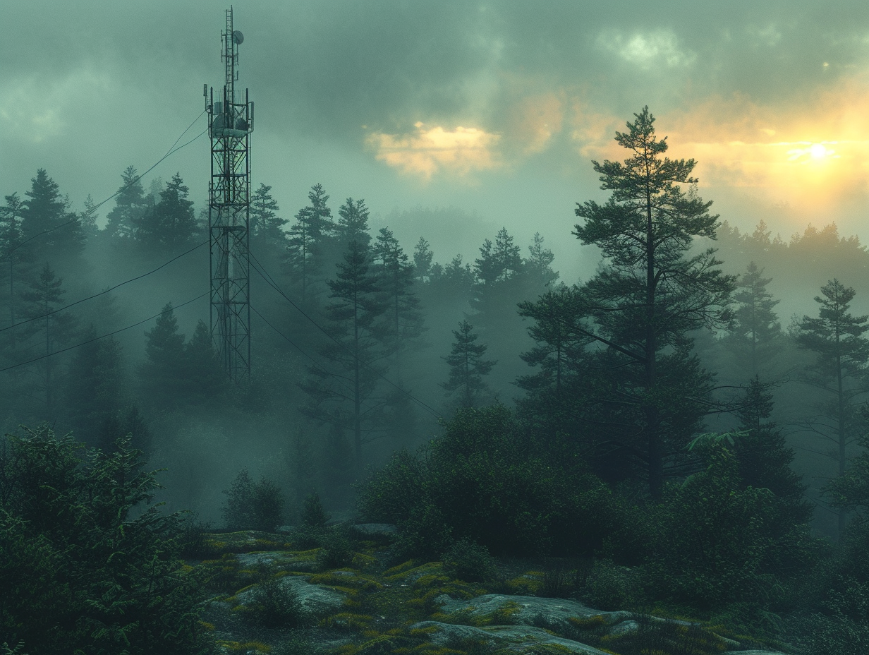 Camouflaged cellphone tower in California forest