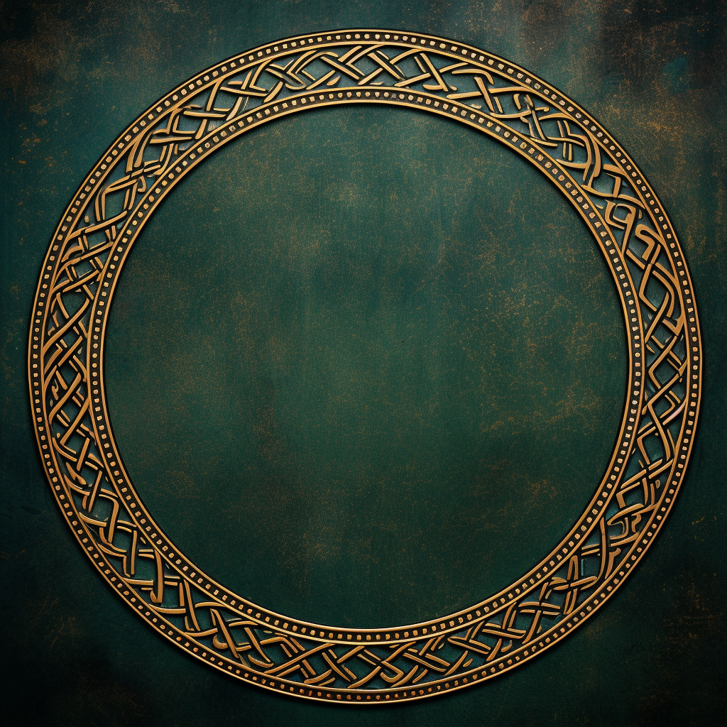 Celtic Knots Round Frame on Green Grunge Background