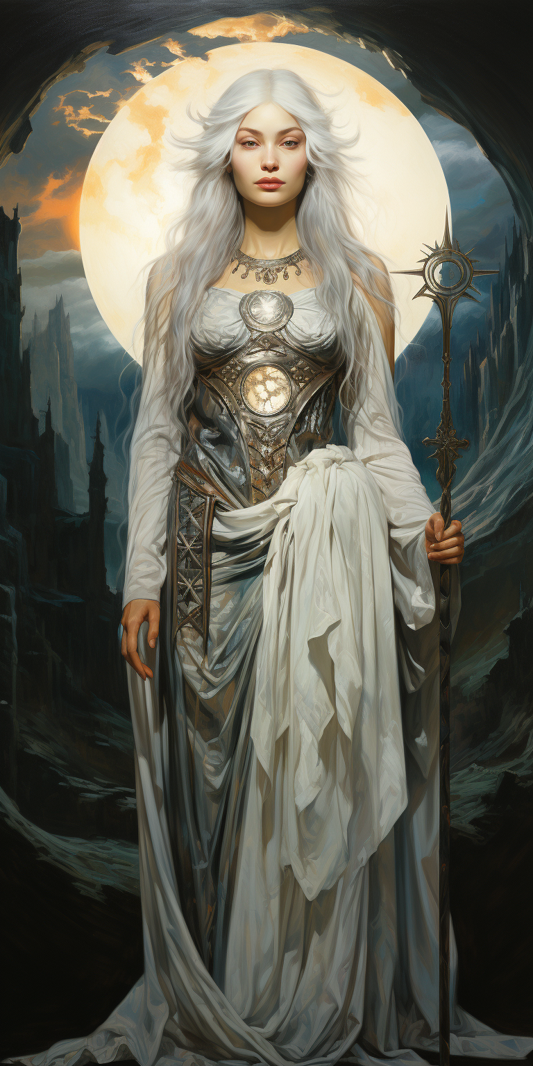 Celtic Moon Goddess with magical aura