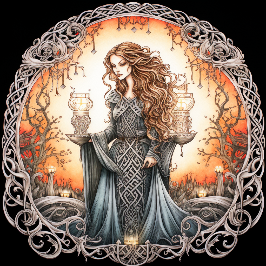 Samhain adult coloring page with ethereal celebration theme