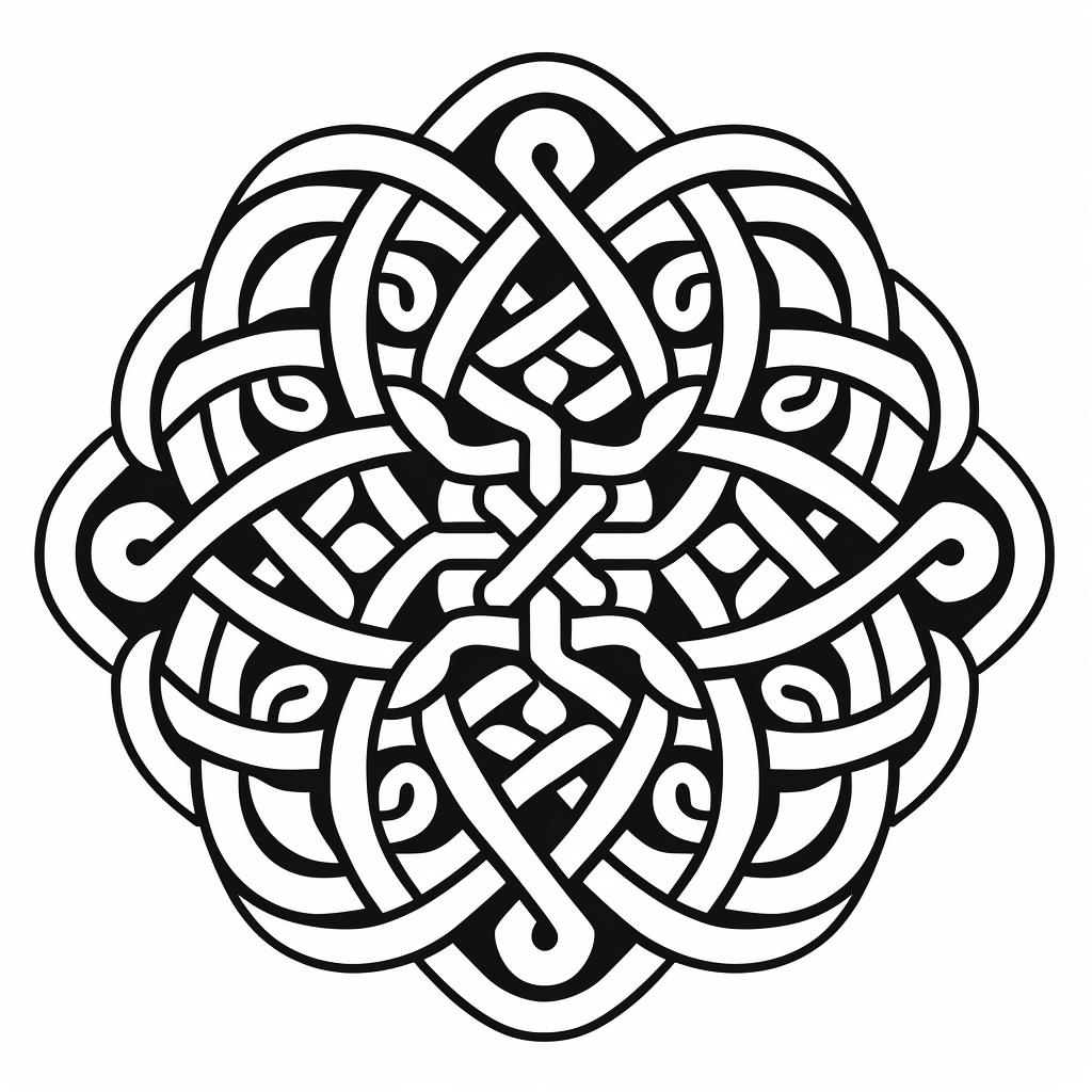 Celtic Design Black Line on White Background