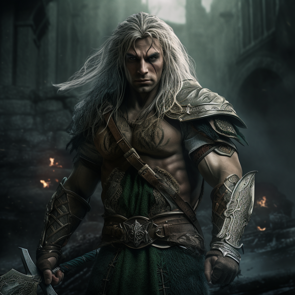 Muscular Male Celtic Elf Warrior with Mystical Sword