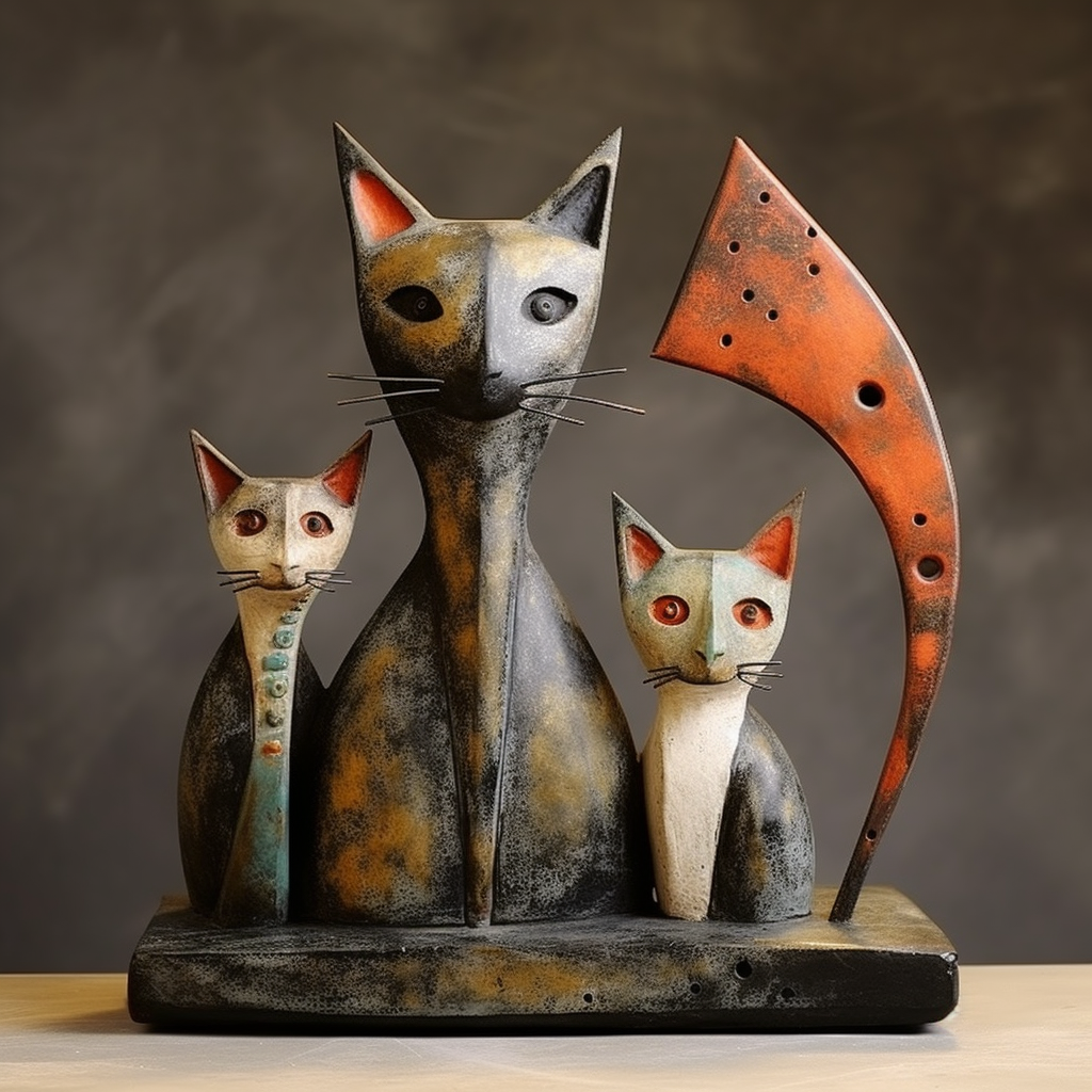 African cats sculpture by Dali and Picasso