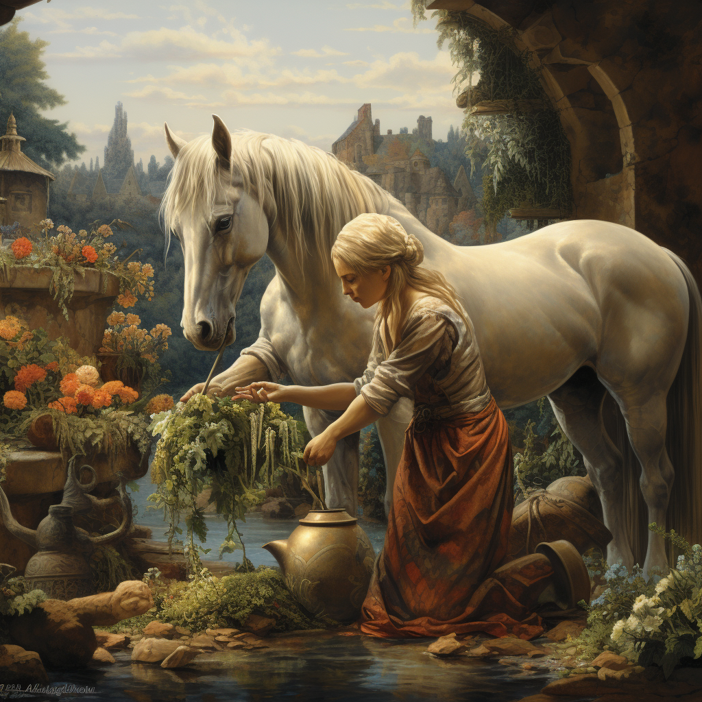 Centaur tending to their garden