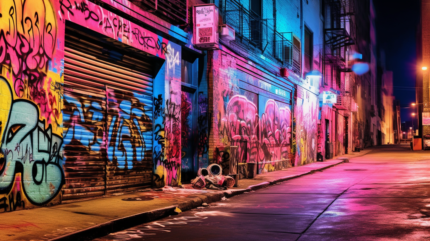 Vibrant cyberpunk graffiti art