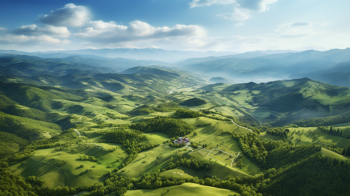 Aerial View of Central Europe Countryside