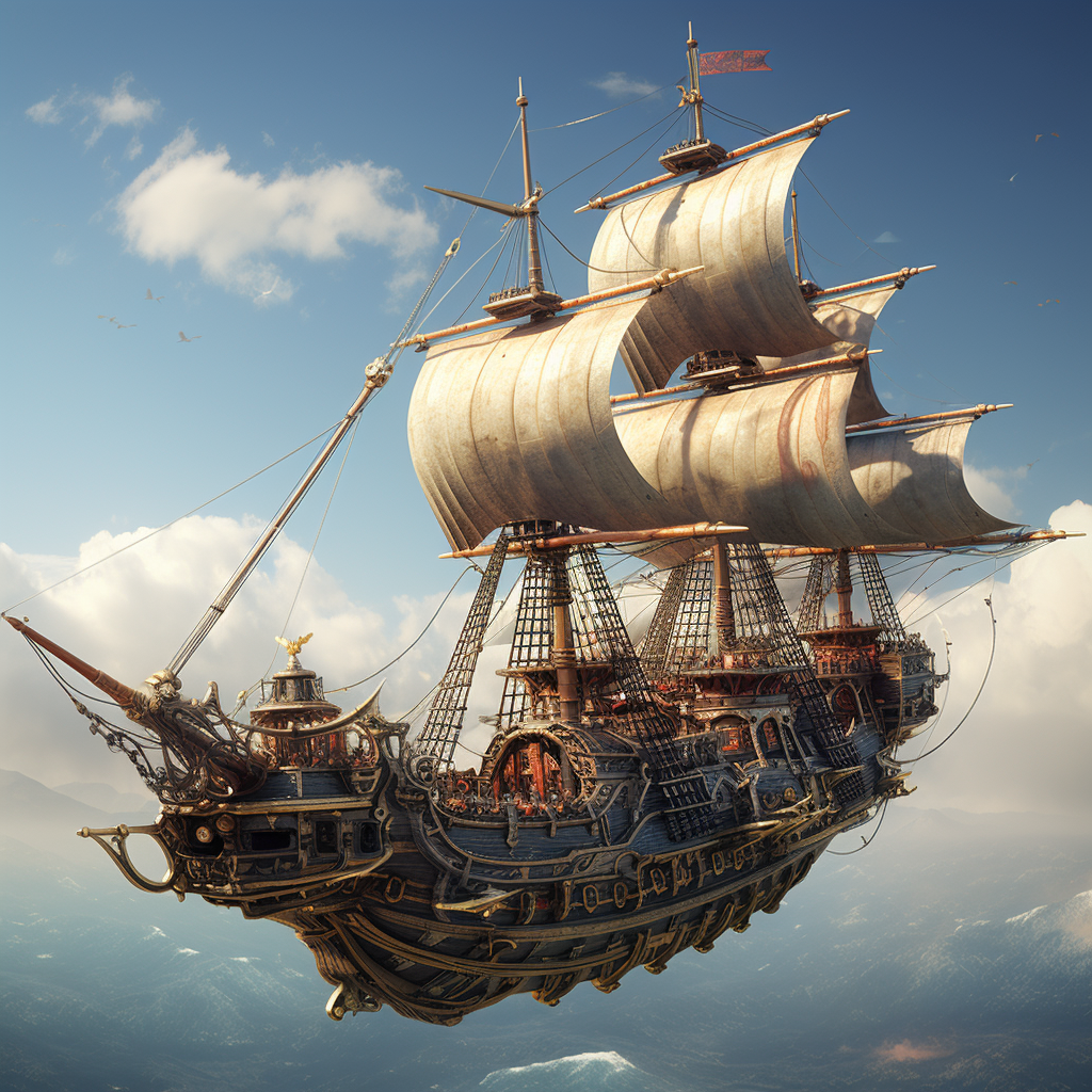 Ship in 18th Century Nanopunk Steampunk Style