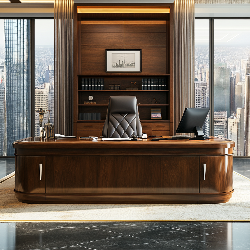 CEO office with luxurious wooden desk