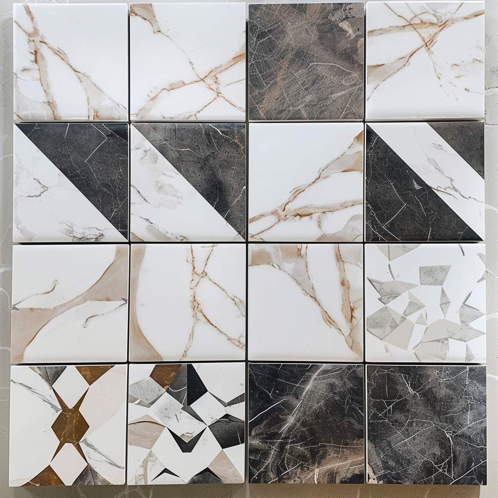 Minimal ceramic tiles element