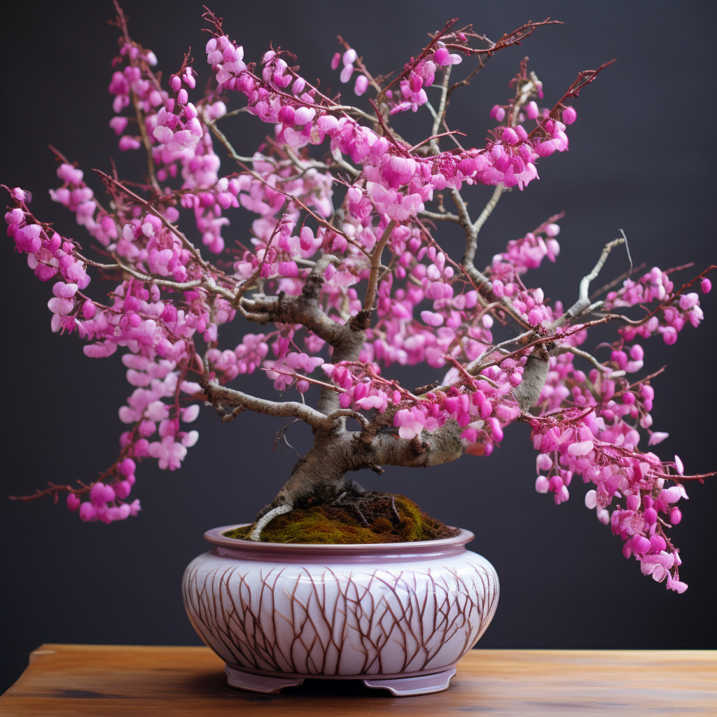 Colorful blooming Cercis Chinensis tree