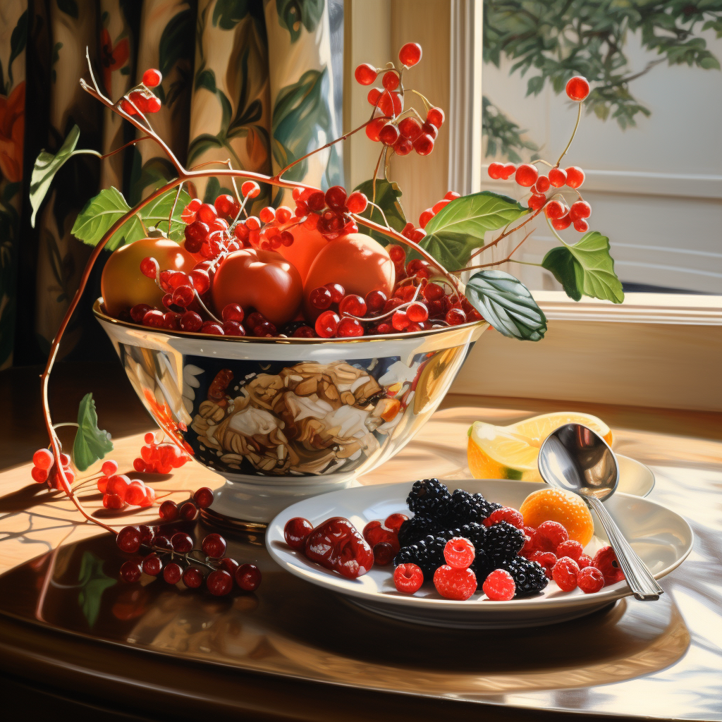 Aromatic Cereal Bowl on Breakfast Table