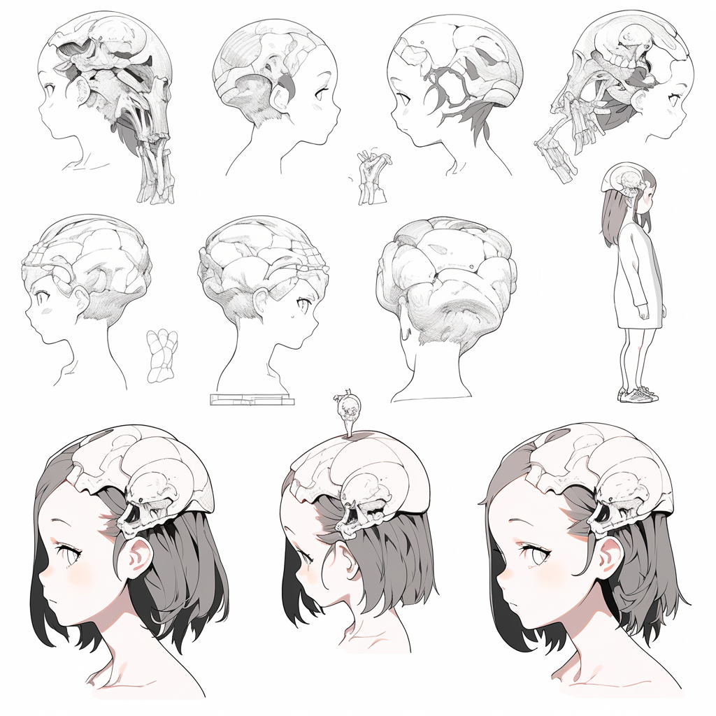 Illustration of a cerebral structure from different angles