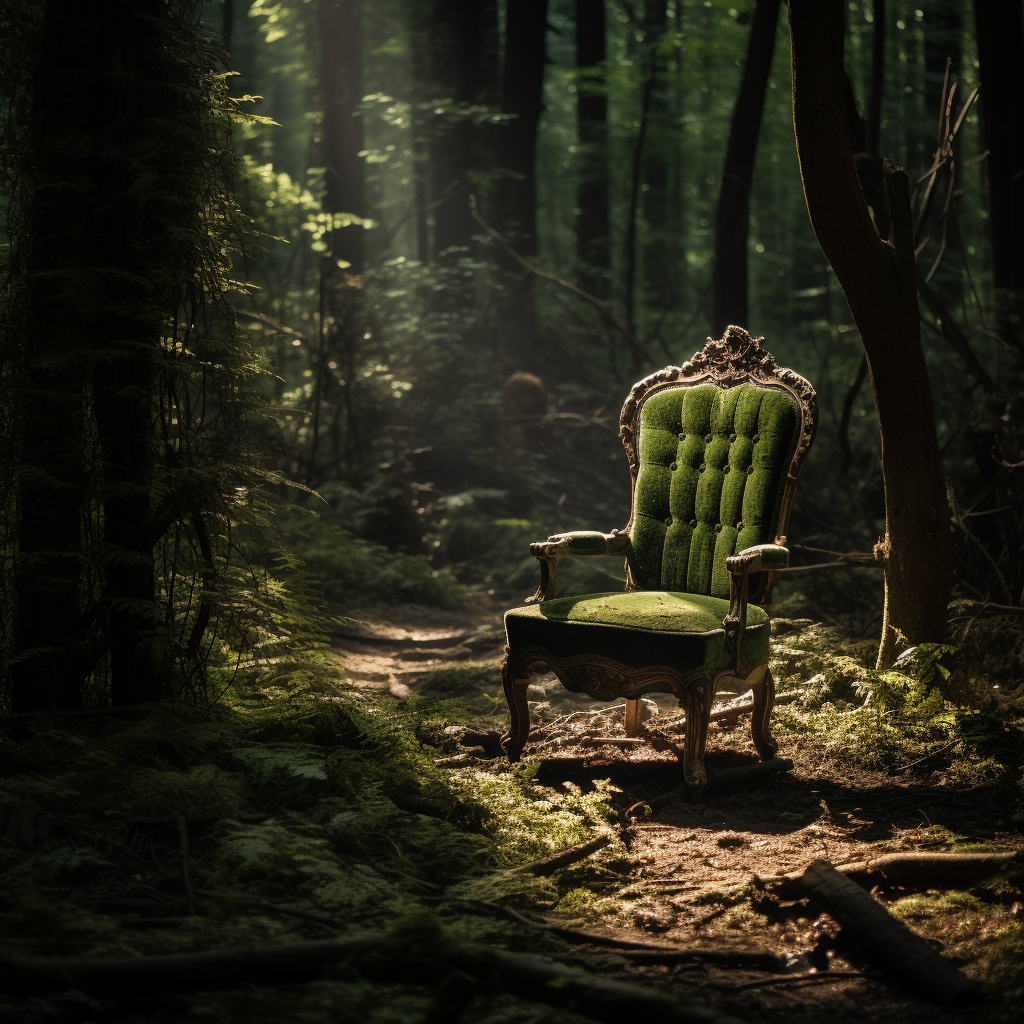 Chair running in the forest