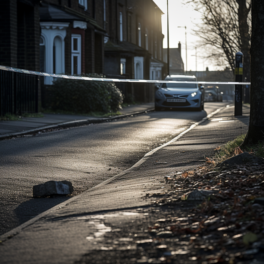 White chalk line where body was found